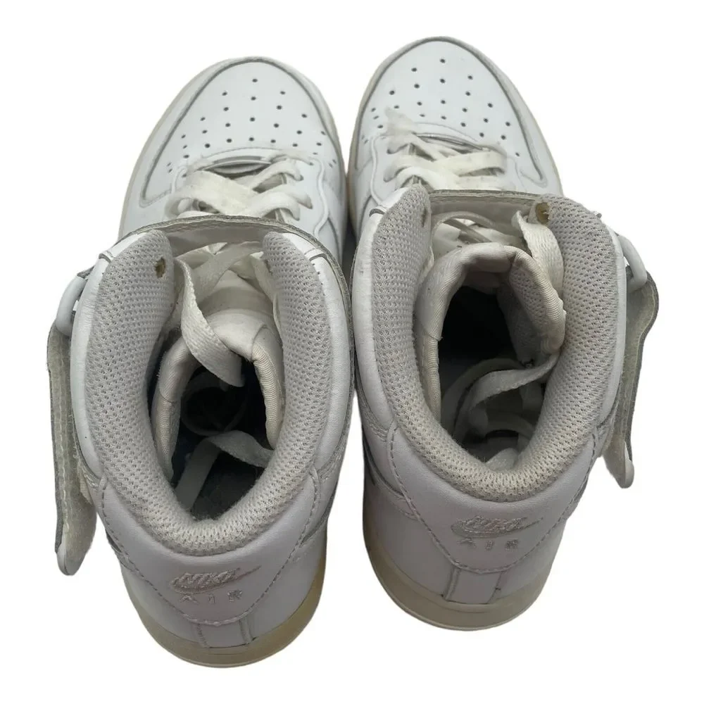 Nike Air Force 1 Mid Sneakers GS Triple White 314195-113 Kids Size 7Y Womens 8.5